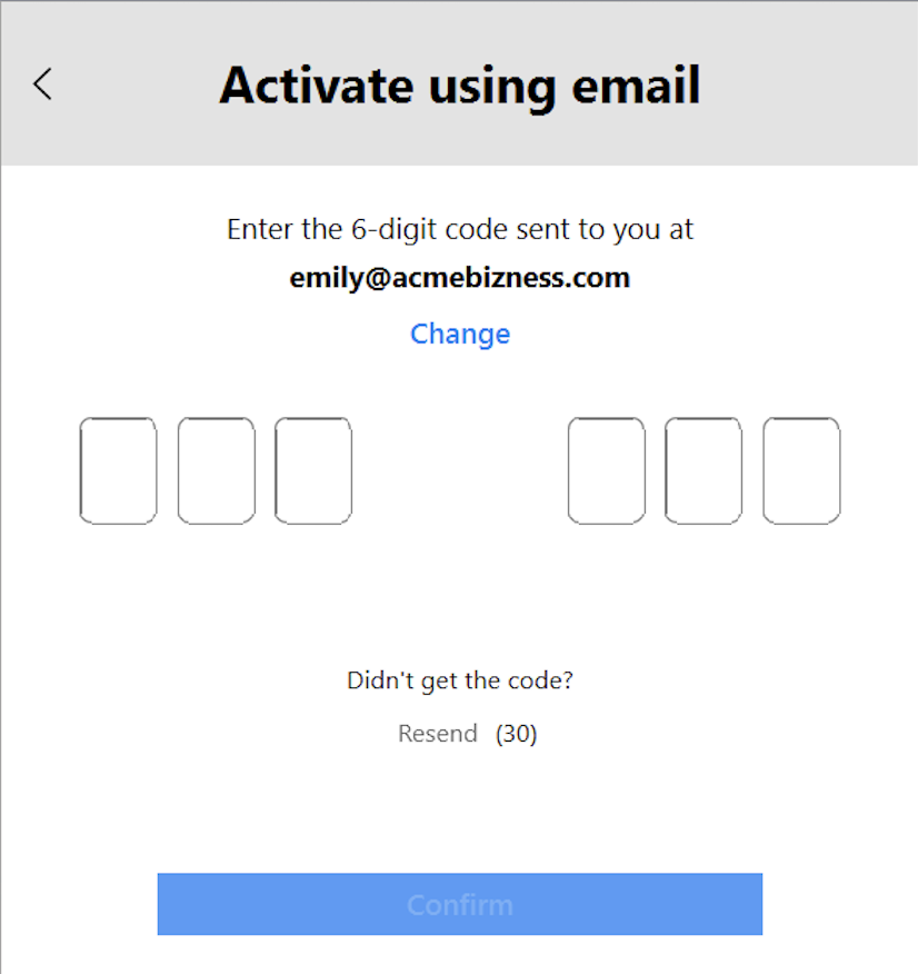 Enter activation code
